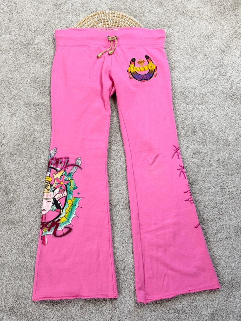Crystal Rock by Crystal Audigier Bootcut Sweatpants Med Rise Y2K in Baby Pink L